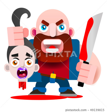 Serial Killer With Cold Weapons And Blood Vector 49139815