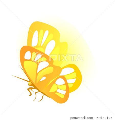 Butterfly with golden wings isolated on white background. Vector cartoon close-up illustration. Butterfly with golden wings isolated on white background. Vector cartoon close-up illustration. 49140197