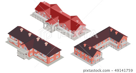 Old mansions of brick with columns collection Old mansions of brick with columns collection 49141759