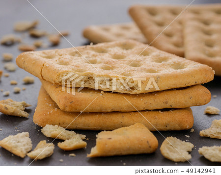 stack of square salt crackers stack of square salt crackers 49142941