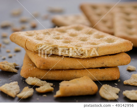 stack of square salt crackers stack of square salt crackers 49142956