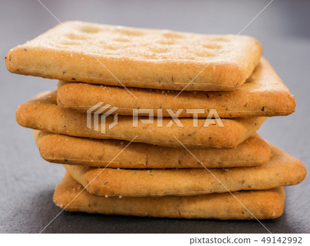 stack of square salt crackers stack of square salt crackers 49142992