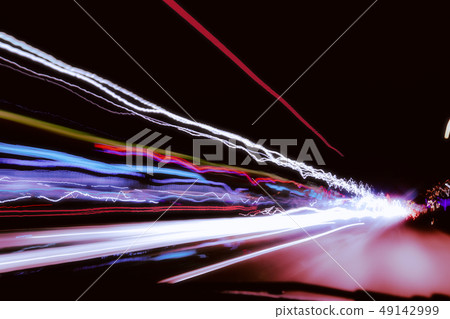 City night lights perspective blurred by high speed of the car City night lights perspective blurred by high speed of the car 49142999