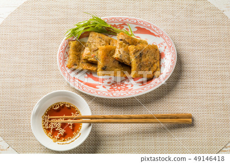 Daikon Persimmon Chinese Dim Sum Dim Sum of turnip cake Chinese cuisine Daikon Persimmon Chinese Dim Sum Dim Sum of turnip cake Chinese cuisine 49146418