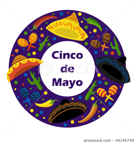Cinco de Mayo colorful festive background with objects and symbols. 49146749