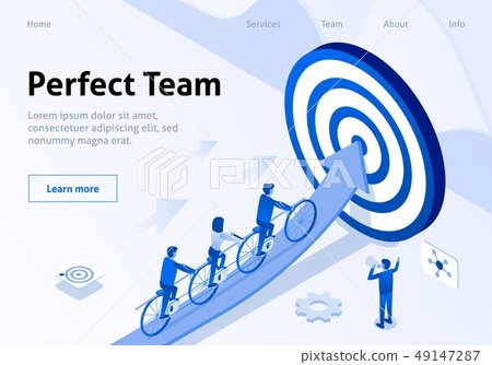 Team Movement to Goal in Tandem Isometric Banner 49147287