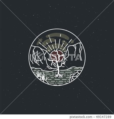 Vintage illustration of thin line desert. Vintage illustration of thin line desert. 49147289