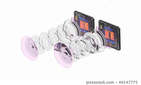 Mobile dual camera concept, two sensors, optical -插圖素材 [49147775] - PIXTA圖庫