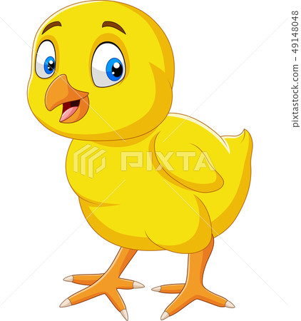 Cartoon funny little chick isolated on white backg Cartoon funny little chick isolated on white backg 49148048