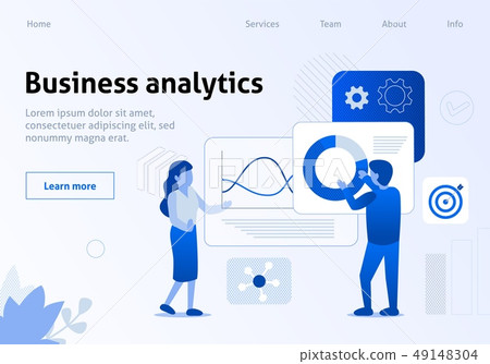Business Analytics Work Optimization Flat Banner 49148304