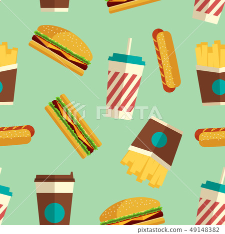 Fast Food icons pattern in flat style - Stock Illustration [49148382 ...