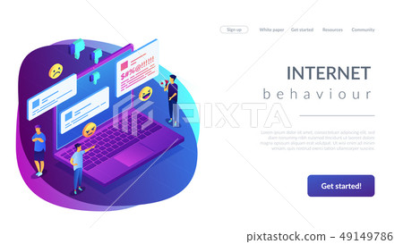 Internet trolling isometric 3D landing page. Internet trolling isometric 3D landing page. 49149786