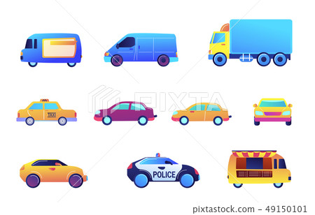 Different cars and delivery vector illustrations set. Different cars and delivery vector illustrations set. 49150101