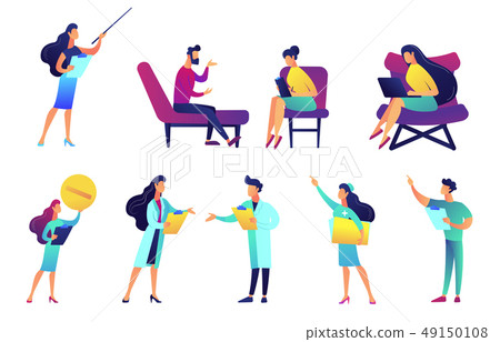 Professional doctors and nurses vector illustrations set. 49150108