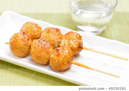 Delicious Yakitori (Tsukune) and sake 49150191