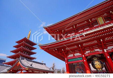 Tokyo cityscape in Japan Senso-ji Temple Five-story pagoda 49150271