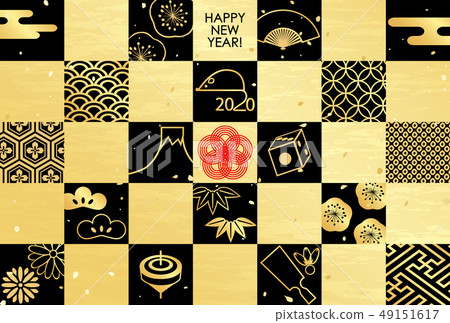 Checkered pattern Japanese pattern various New Year's card 2020 Checkered pattern Japanese pattern various New Year's card 2020 49151617