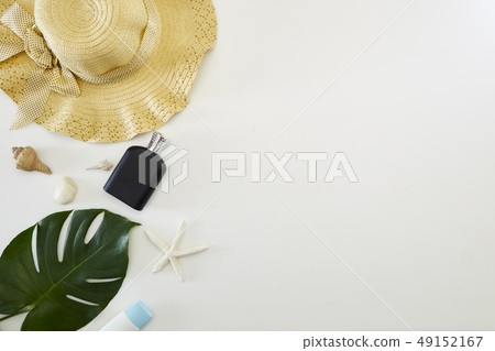 Holiday summer flat lay background Holiday summer flat lay background 49152167