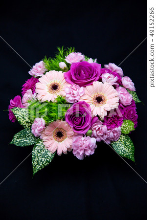 康乃馨玫瑰非洲菊母親節（垂直）的粉紅色圓形插花 49152266