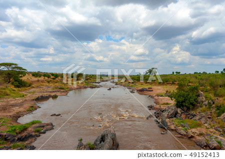 Savannah landscape with river in the National park Savannah landscape with river in the National park 49152413