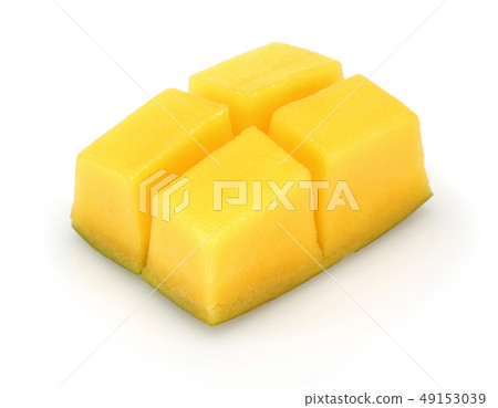 Fresh Mango fruit slices isolated on white 49153039