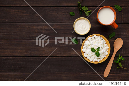 Eco farm milk products concept 49154248