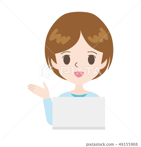 推薦的姿勢和使用PC的女人 49155908