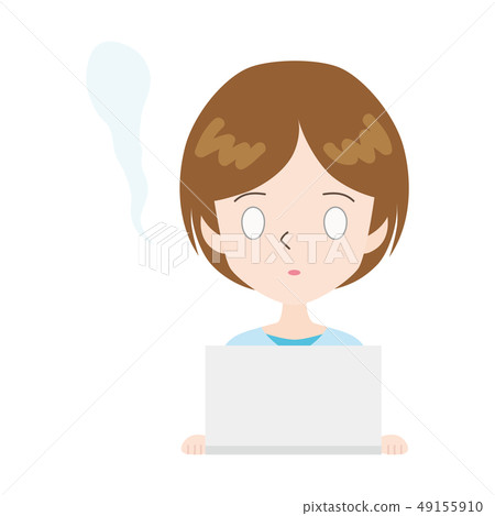 有白色眼睛的一名婦女在個人計算機前面 49155910