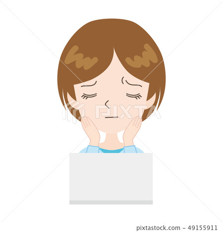 在痛苦的狀態下使用PC的女人 49155911