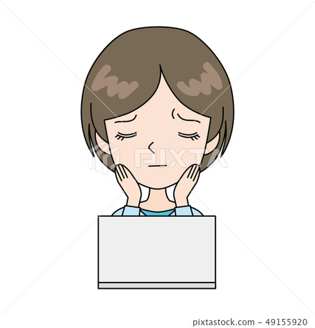 在痛苦的狀態下使用PC的女人 49155920