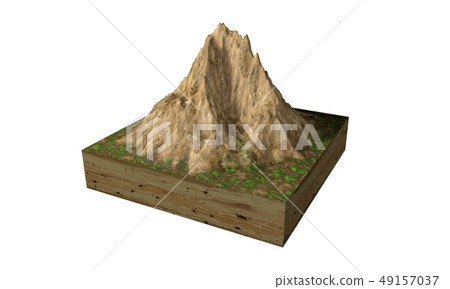 Cross section of ground with mountain. Isolated on Cross section of ground with mountain. Isolated on 49157037