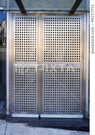 Entrance in modern building. Metal steel 49157552