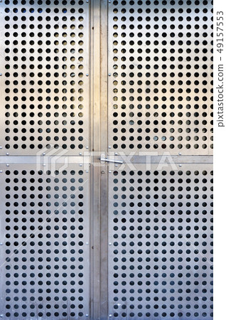 Modern metal doors. Perforated steel. Modern metal doors. Perforated steel. 49157553