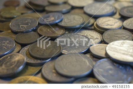 Collection of different coins background. Collection of different coins background. 49158155