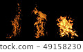 Fire flame set. Isolated on black background. 49158230
