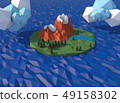 Beautiful island with clouds. Low poly 3D render. 49158302