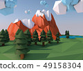 Beautiful island with clouds. Low poly 3D render. 49158304