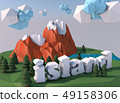 Beautiful island with clouds. Low poly 3D render. 49158306