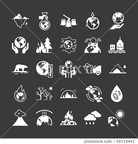 Set of vector icons on the theme of ecology, global warming and ecology problems of our planet. 49158442