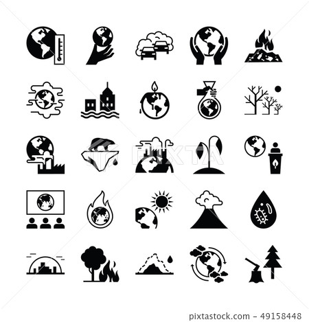 Set of vector icons on the theme of ecology, global warming and ecology problems of our planet. 49158448