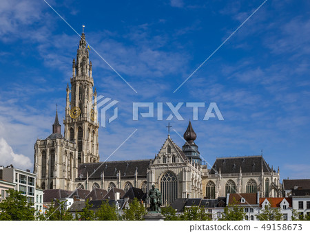 Cathedral on Grote Markt in Antwerp - Belgium Cathedral on Grote Markt in Antwerp - Belgium 49158673