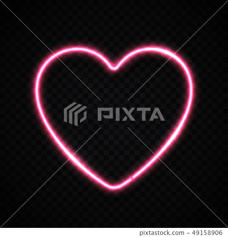 Glowing pink electric heart shape border on transparent background. Design element for Happy 49158906