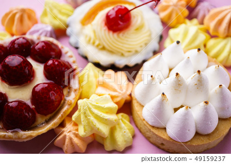 dessert background. delicious assorted cakes 49159237