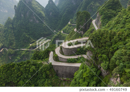 Mountains road in Tianmenshan nature park - China Mountains road in Tianmenshan nature park - China 49160749
