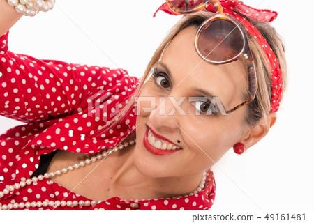 portrait of a beautiful young blonde woman 49161481