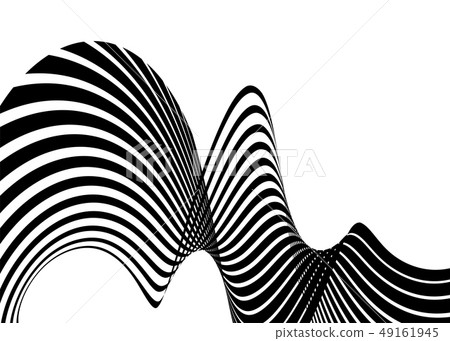 Stripe wave background design with black and white lines. 3d optical op art. Vector illustration 49161945