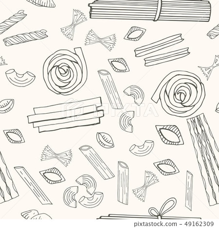 Seamless pattern with italian pasta on light... - Stock Illustration ...
