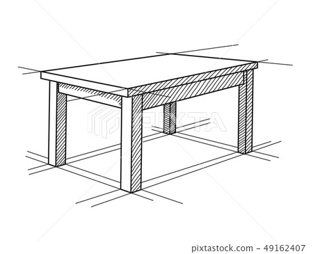 Realistic sketch of the table in perspective.  49162407