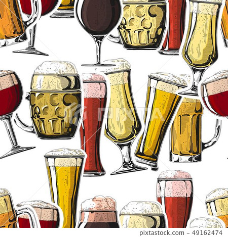 Seamless pattern with different glasses with beer, Seamless pattern with different glasses with beer, 49162474