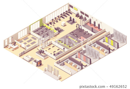 Vector isometric fitness club or gym interior Vector isometric fitness club or gym interior 49162652